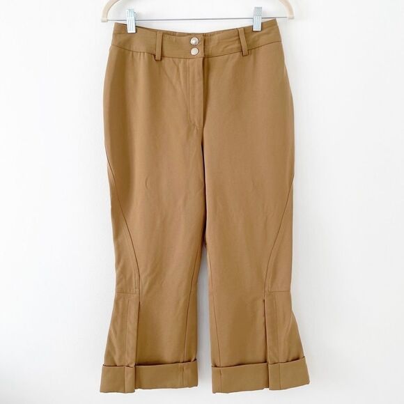 Dolce & Gabbana Camel Cropped Pants Women Size IT 44 US 8 Flare Leg Zippered - Picture 1 of 10